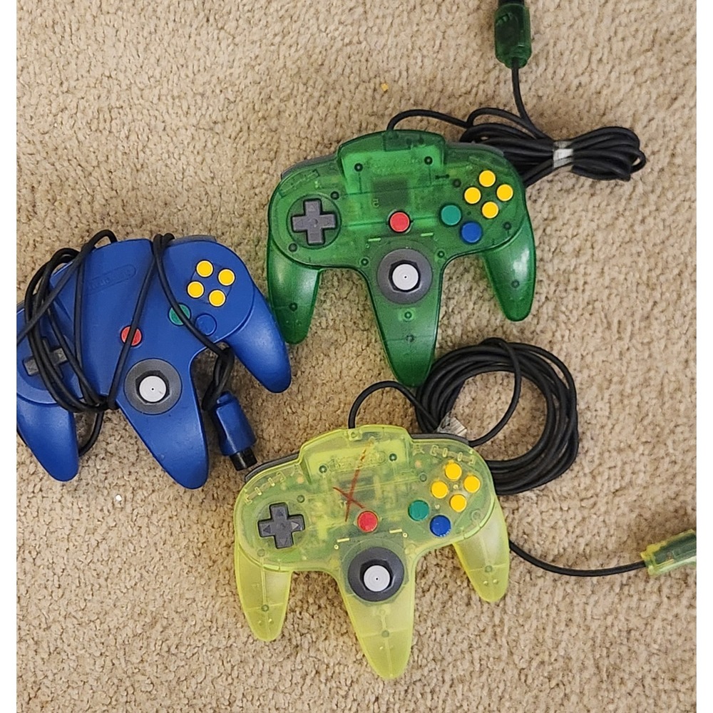 Nintendo 64 N64 Controllers Jungle Green Extreme Blue BROKEN PARTS ONLY
